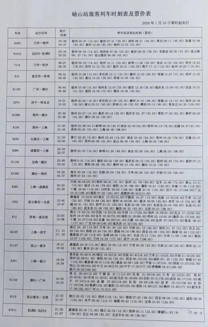 罗山站最新列车时刻表全面解析