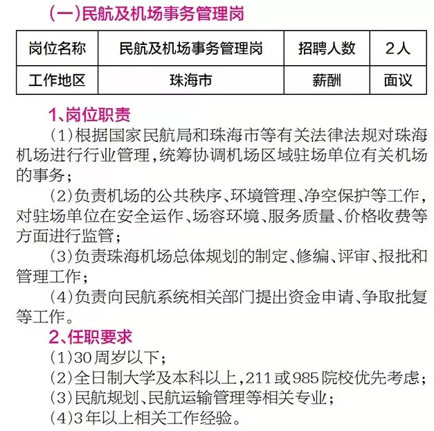 珠海机场最新招聘信息汇总